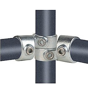 Altech Pipe Clamps T-samling med justerbar sideudgang. 42,4 mm x 11/4''. Galvaniseret. Reol system