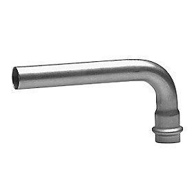 Nirosan press bøjning lang 54 mm. 90° med 1 muffe. Rustfrit/Syrefast stål. M-bakke
