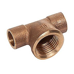 Altech lodde tee 1/2'' -15 mm. Rørgevind muffe på gren og to loddemuffer