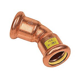 Sanha kobber Press bøjning 15mm 45º med 2 muffer til gas