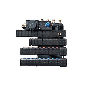 Wavin Calefa isoleret bundmodul BG med Shunt, venstrevendt U3 med 9 koldtvand, 6 varmtvand og 8 gulvvarmekredse - 50mm/Bv.