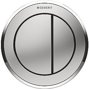 GEBERIT tryk Omega10 til dobbelt skyl, pneumatisk, Betjening på møbel. Blankkrom/matkrom.
