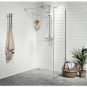 Alterna Vetro brusevæg 60 CM 6 mm Klart Hærdet Glas, EasyClean