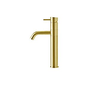 QTOO d line Circle håndvaskarmatur PVD høj model, svingbar tud, Ø22 130mm, poleret messing
