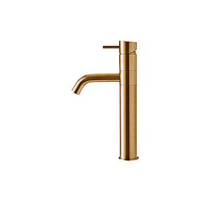 QTOO d line Circle håndvaskarmatur PVD høj model, svingbar tud, Ø22 130mm, børstet kobber