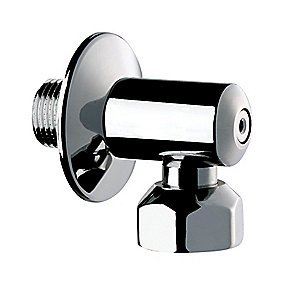 CMA vinkel forskruning 1/2x1/2x21mm med afspærring for cma sportningpanel, med roset. Krom